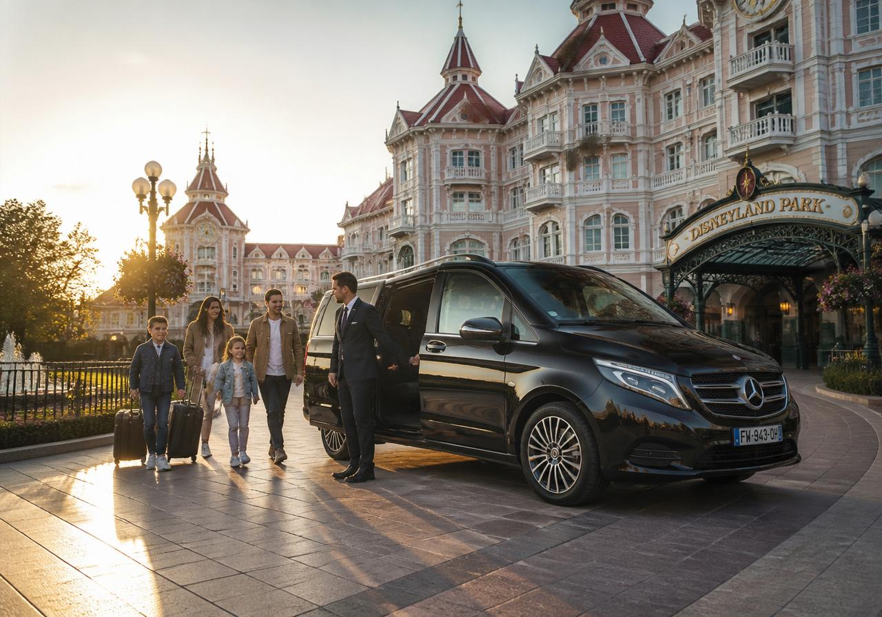 Paris Drivip car on the road to the Disneyland Paris hotel area