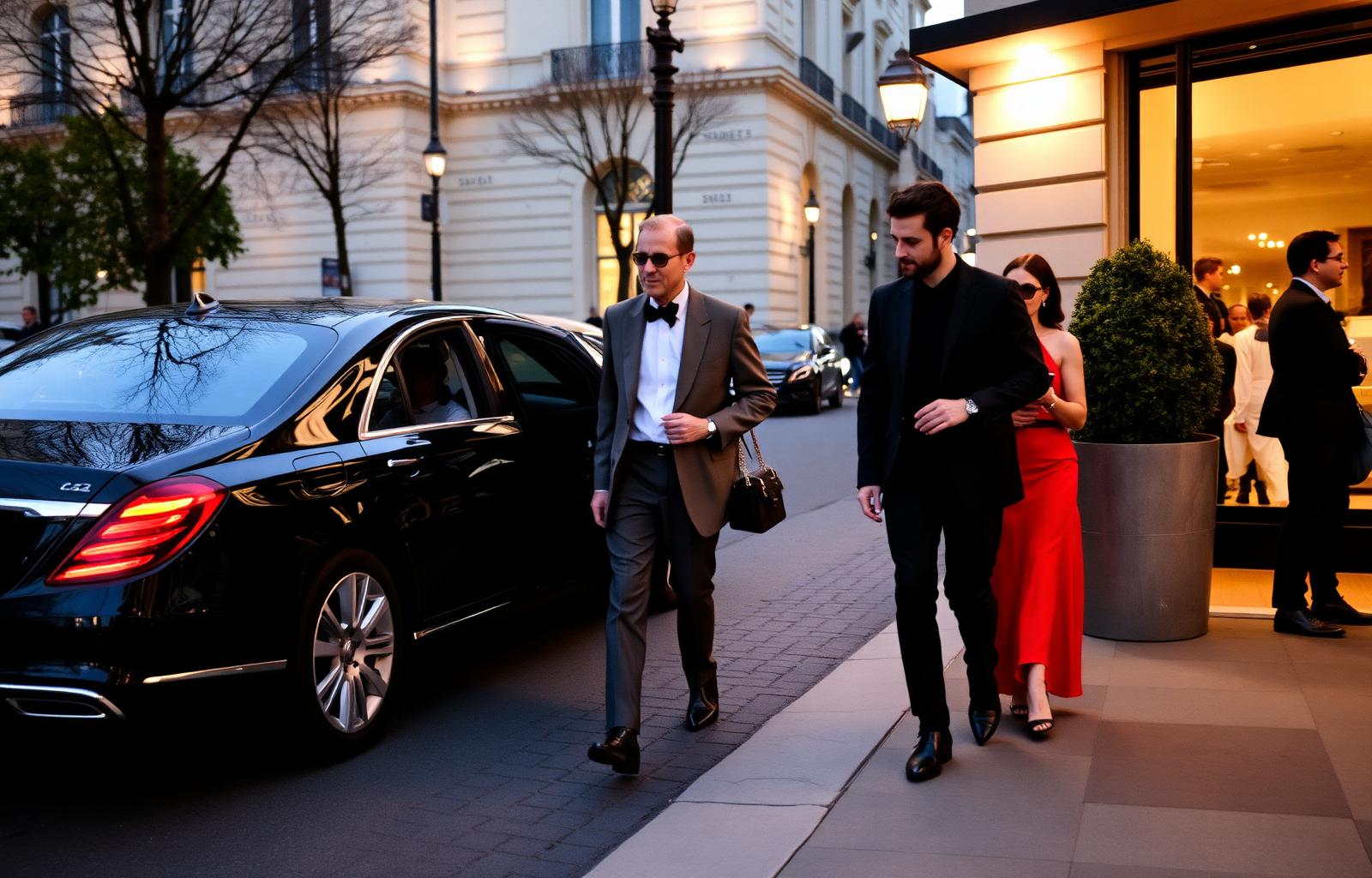 Chauffeur waiting outside a Paris Fashion Week venue