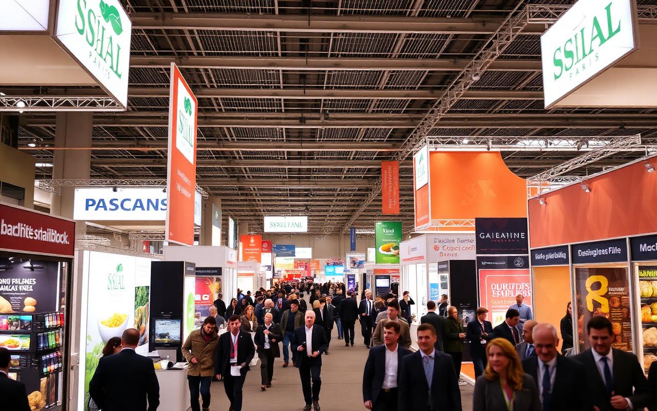 Food industry professionals arriving at the SIAL Paris exhibition