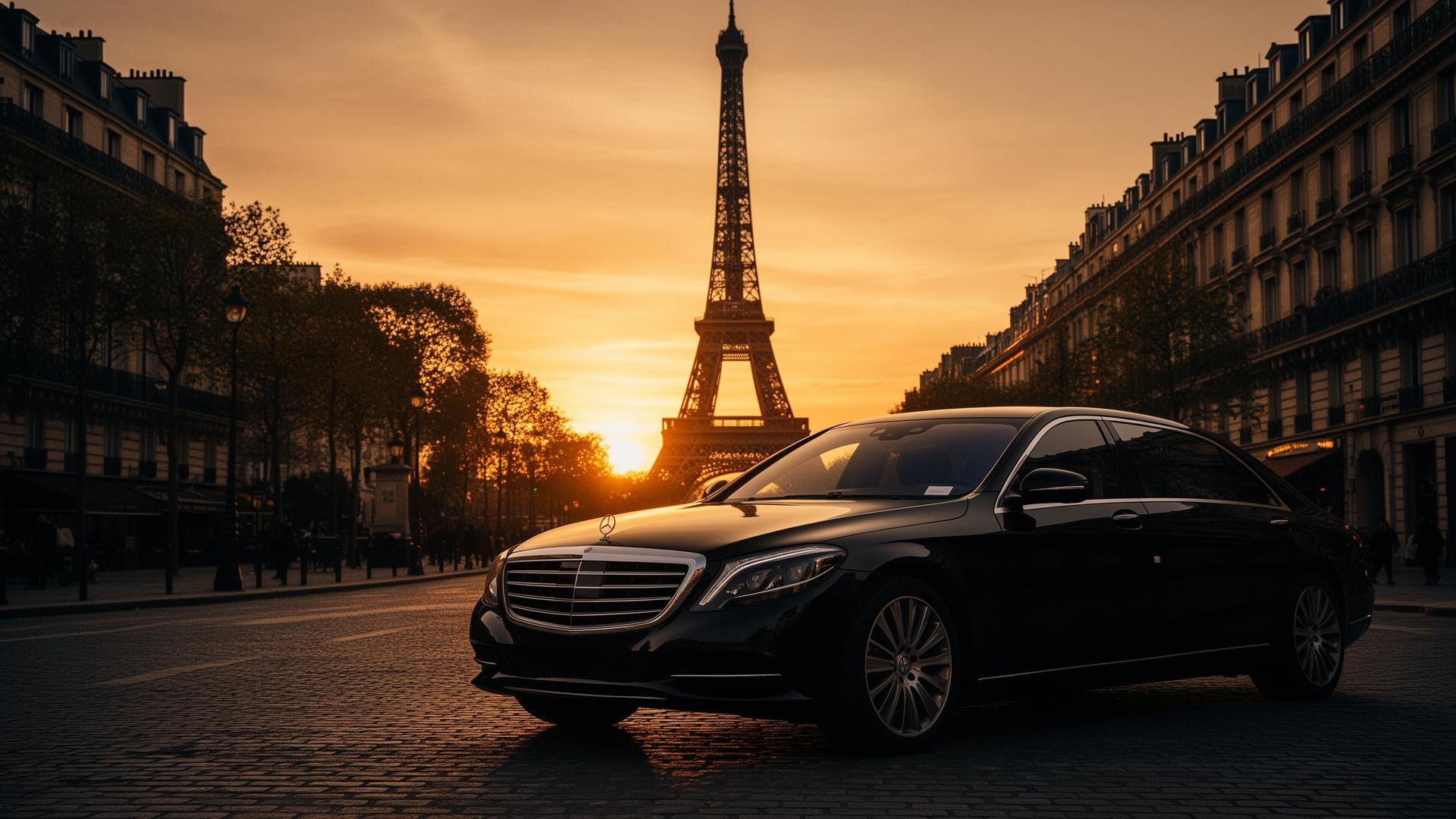 Paris at sunset during a private chauffeur-driven tour